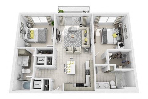 2 Bed 2 Bath Floor Plan at Windsor at Pembroke Gardens, Florida
